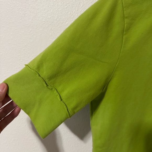 Johnny Was Embroidered Floral Half Sleeve Zipper Hoodie Lime Green Bohemian-S - Picture 5 of 9